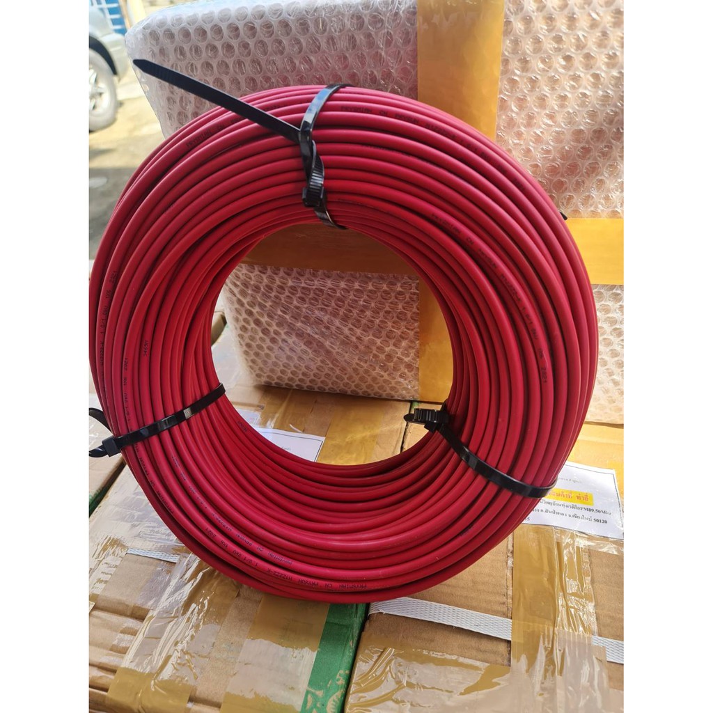 สายไฟโซล่าร์เชลส์ PRYSUN H1Z222-K ,1000V ,Size 6.0 mm Solar cell Cable.(ม้วนตัดแบ่งจาก Roll ไม้ ) ยา