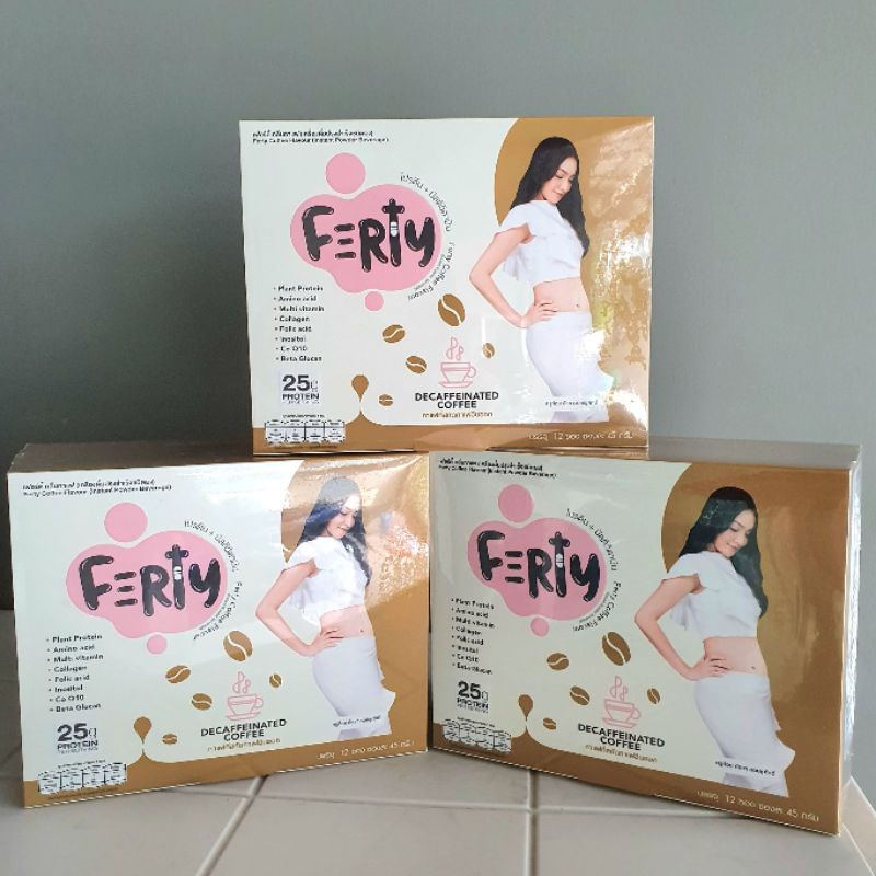 Ferty Coffee  โปรตีนกาแฟ 1กล่อง 12ซอง โปรตีนครูก้อย ของแท้100%