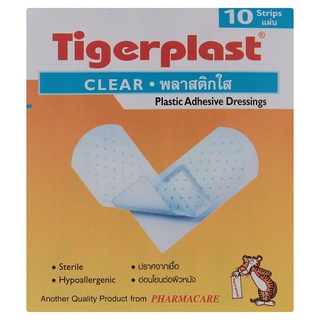 🔥สินค้าขายดี!! ไทเกอร์พล๊าส พลาสเตอร์ปิดแผล ชนิดพลาสติกใส 10 แผ่น Tigerplast Clear Plastic Adhesive Dressings Strips 10p