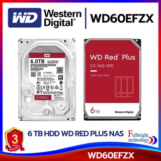 ฮาร์ดดิสก์ 6 TB HDD WD RED PLUS NAS (5400RPM, 128MB, SATA-3, WD60EFZX) รับประกันศูนย์ 3 ปี