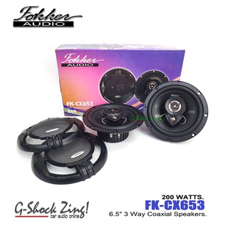 FOKKER AUDIO รุ่น FX-CX653 เครื่องเสียงรถยนต์/ลำโพงเสียงกลางแหลม/ลำโพงขนาด 6.5นิ้ว แกนร่วม 3ทาง กำลังขับ 200วัตต์/Watts.