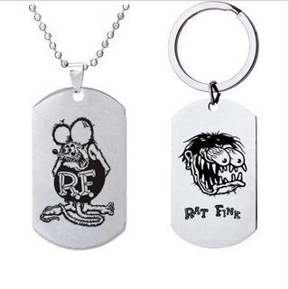 Rat Fink Stainless Steel Key Chain Necklace Clavicle Chain Gift Pendant Necklace