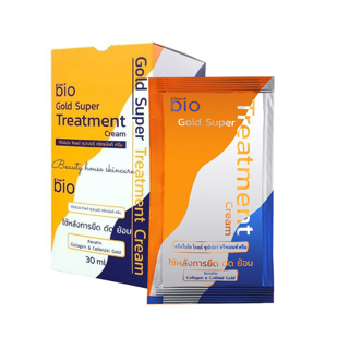 ไบโอโกลด์ แบบใหม่ ผสมเคราติน ทองคำ Bio Gold Extra Super Treatment Cream (1กล่อง 12ซอง)