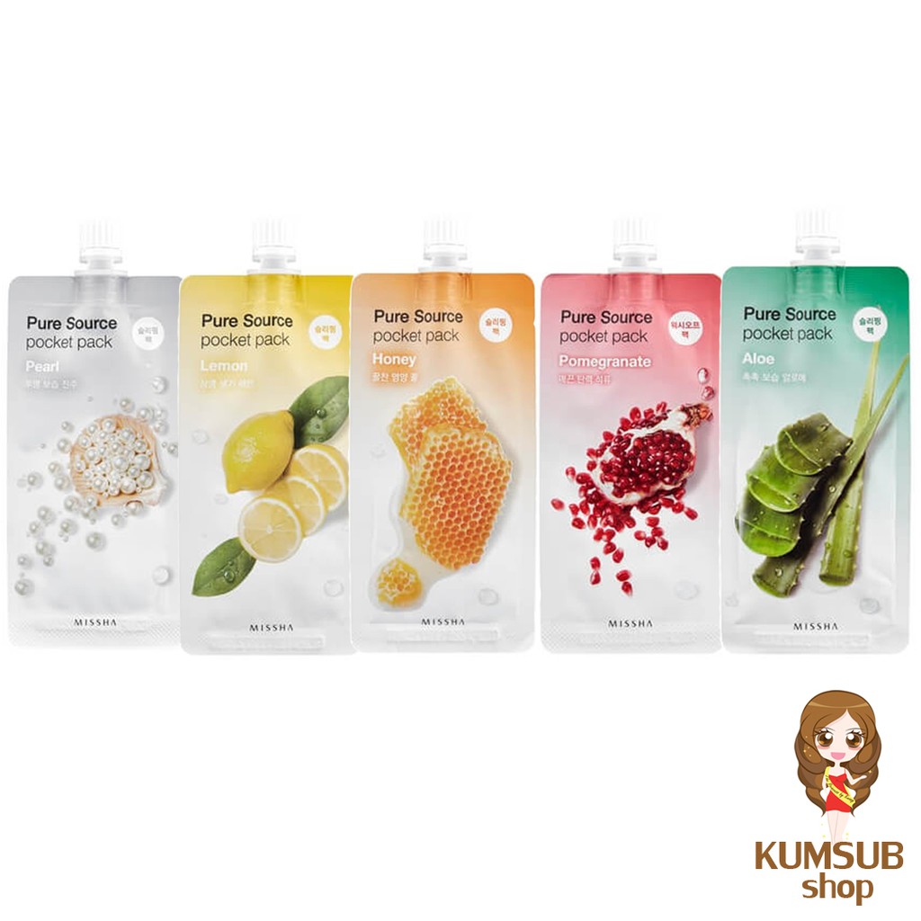 มาร์คหน้าใส ไม่ต้องล้างออก Missha 8 สูตร Missha Pure Source Cell Sheet Mask