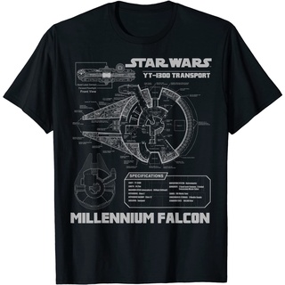 เสื้อยืด พิมพ์ลายกราฟฟิค Star Wars Millennium Falcon สีเทา สําหรับผู้ใหญ่