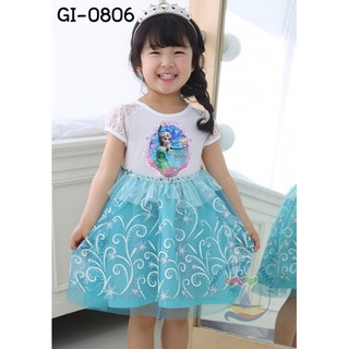 ชุดเดรสแฟนซี เจ้าหญิงเอลซ่า สีฟ้า Princess Elsa Frozen cosplay dress GI0806