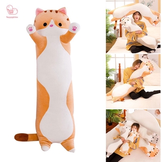 【สินค้ามีจำหน่าย】 Soft Sleeping Cat Figure Pillow Stuffed Animal Doll Long Cylindrical Plush Toy for Children Adult 50/70/90cm Long HT