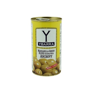 มะกอกเขียวสอดไส้แองโชวี่ YBARRA Green Olives Stuffed wih Anchovies 350 g. นำเข้าจากสเปน