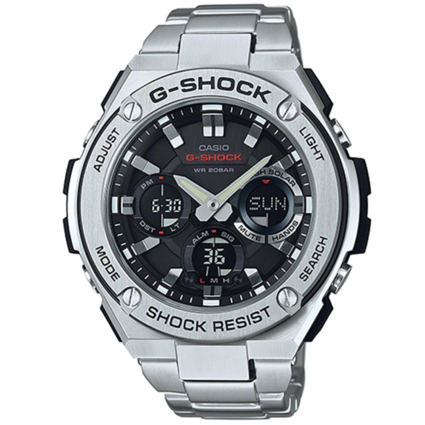 Casio G-Shock นาฬิกาข้อมือผู้ชาย สายเหล็ก รุ่น GST-S110D,GST-S110D-1A,GST-S110D-1ADR - สีดำ