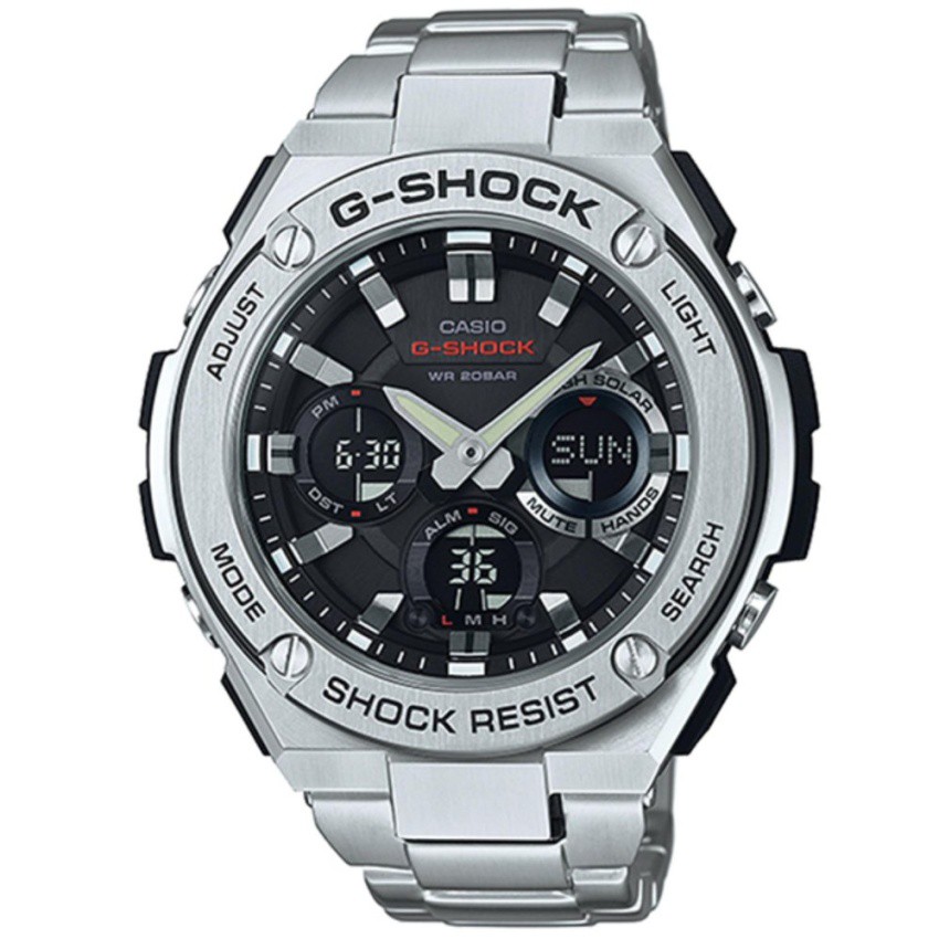 Casio G-Shock นาฬิกาข้อมือผู้ชาย สายเหล็ก รุ่น GST-S110D,GST-S110D-1A,GST-S110D-1ADR - สีดำ