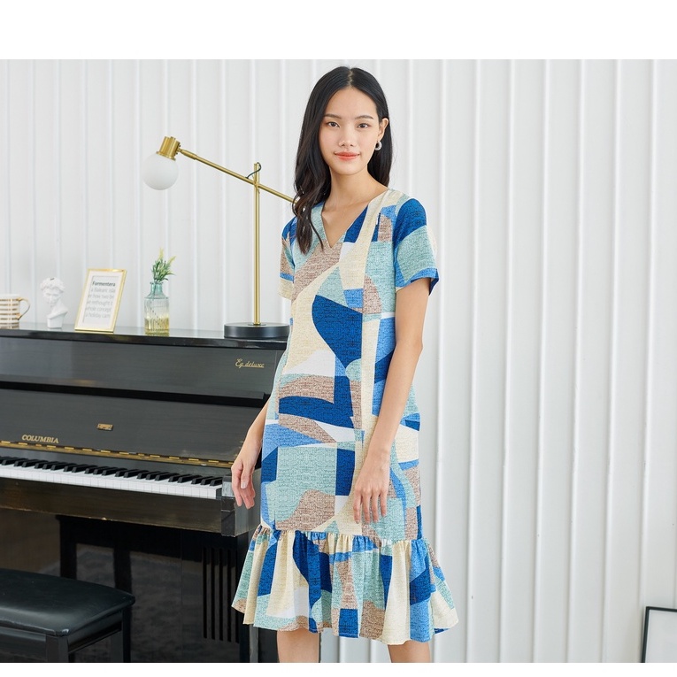 เดรสให้นม Amanda Dress: Blue Gravity