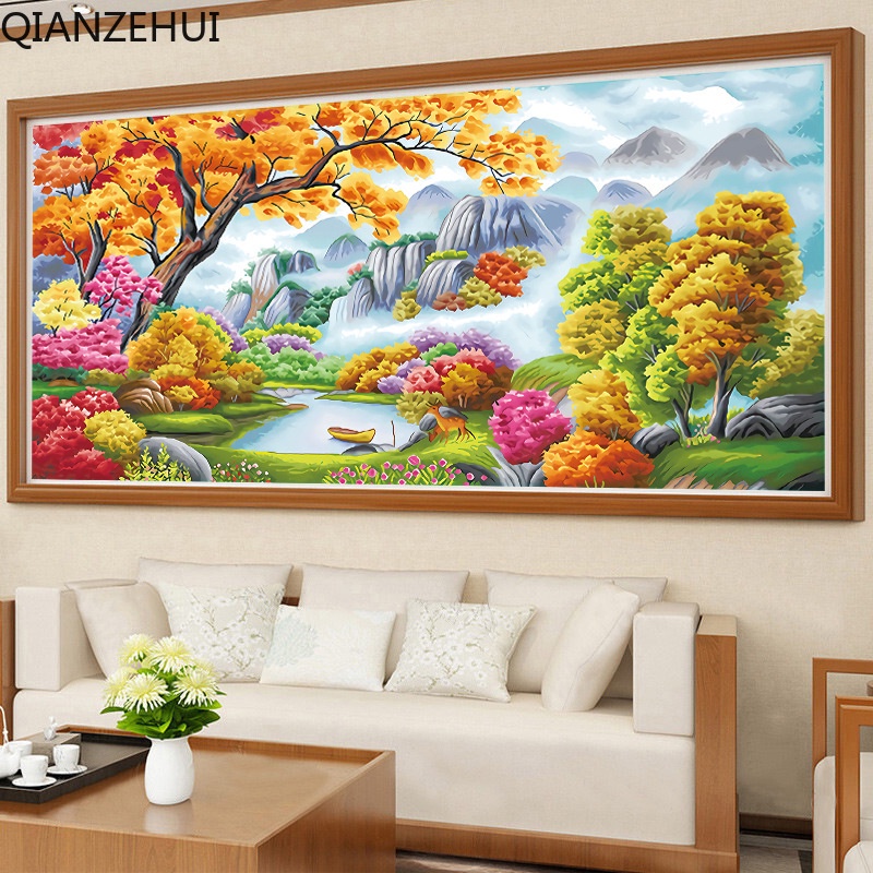ชุดปักครอสสติตช์ ผ้าฝ้าย พิมพ์ลายทิวทัศน์ซานาดู 11CT แฮนด์เมด DIY