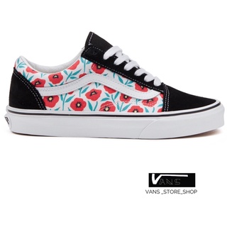 VANS OLD SKOOL FLOWERS BLACK TRUE WHITE SNEAKERS สินค้ามีประกันแท้