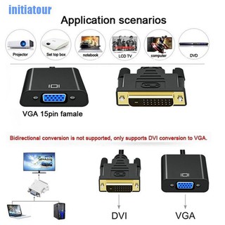 Initiatour อะแดปเตอร์แปลง 1080P Dvi - D 24 + 1 Pin Male To Vga 15 Pin Female