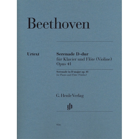 BEETHOVEN Serenade op. 41 for Piano and Flute (Violin) (HN934)