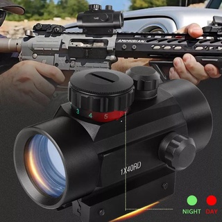 1X40RD Red Green Dot Sight ขอบเขตยุทธวิธีการล่าสัตว์ Optic Collimator Sight ขอบเขตเหมาะกับ 11/20mm Rail