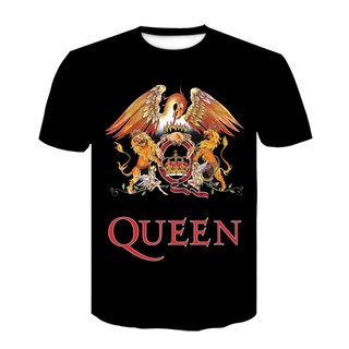 ใหม่ เสื้อยืดลําลอง แขนสั้น คอกลม พิมพ์ลาย Queen Rock Band 3D สไตล์เกาหลี สําหรับผู้ชาย