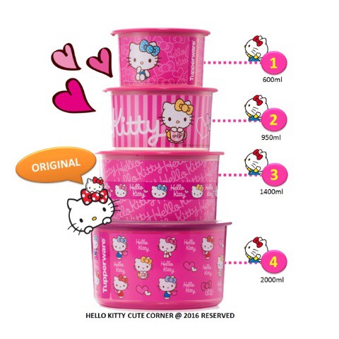 TUPPERWARE {Limited Edition} ชุดทัปเปอร์แวร์ Hello Kitty One Touch ครบชุด (4)