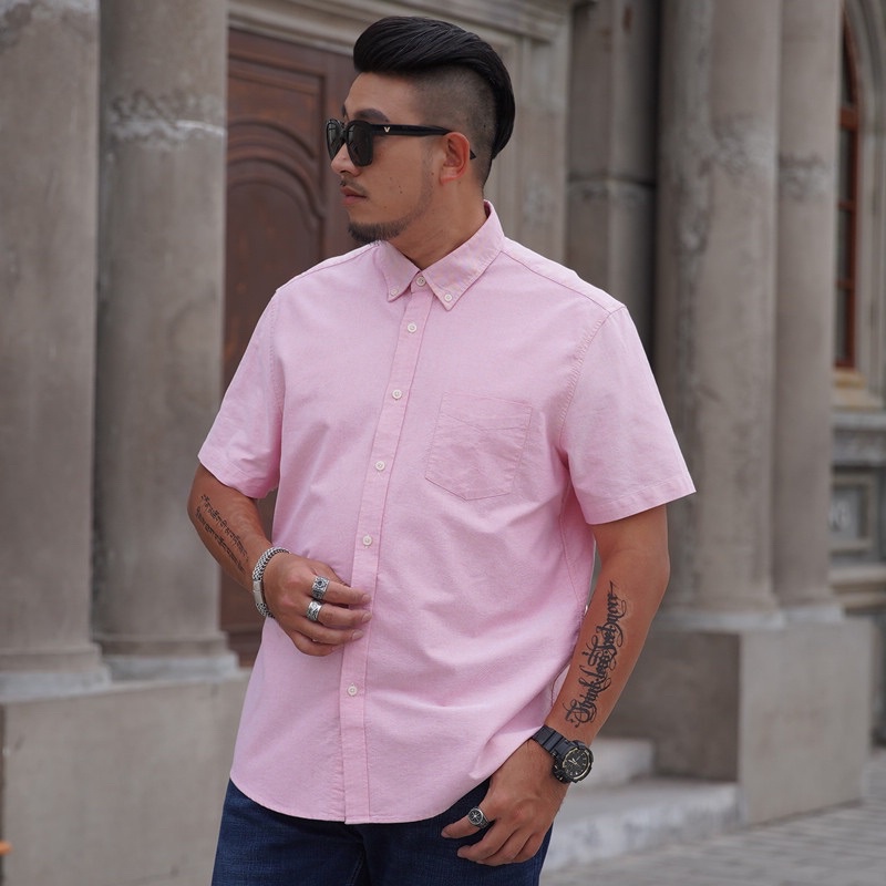 เสื้อเชิ้ต ผ้า OXFORD คอ *ปก* แขน *สั้น* เสื้อเชิ้ตผู้ชาย BSizeU  ทรงเข้ารูป (Slim Fit)  M L XL 2X 3XL