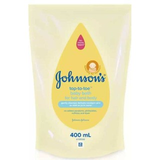 (1ถุง) Johnsons Baby top to toe wash 400ml จอห์นสัน เบบี้ ท็อป ทู โท วอช สบู่เหลว อาบ และ สระ ในขวดเดียว 400มล. x 1 ถุง