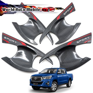 เบ้าปีก รองมือเปิดประตู สี Black Carbon Film Hilux Revo Fortuner Toyota 4 ประตู ปี2015-2018