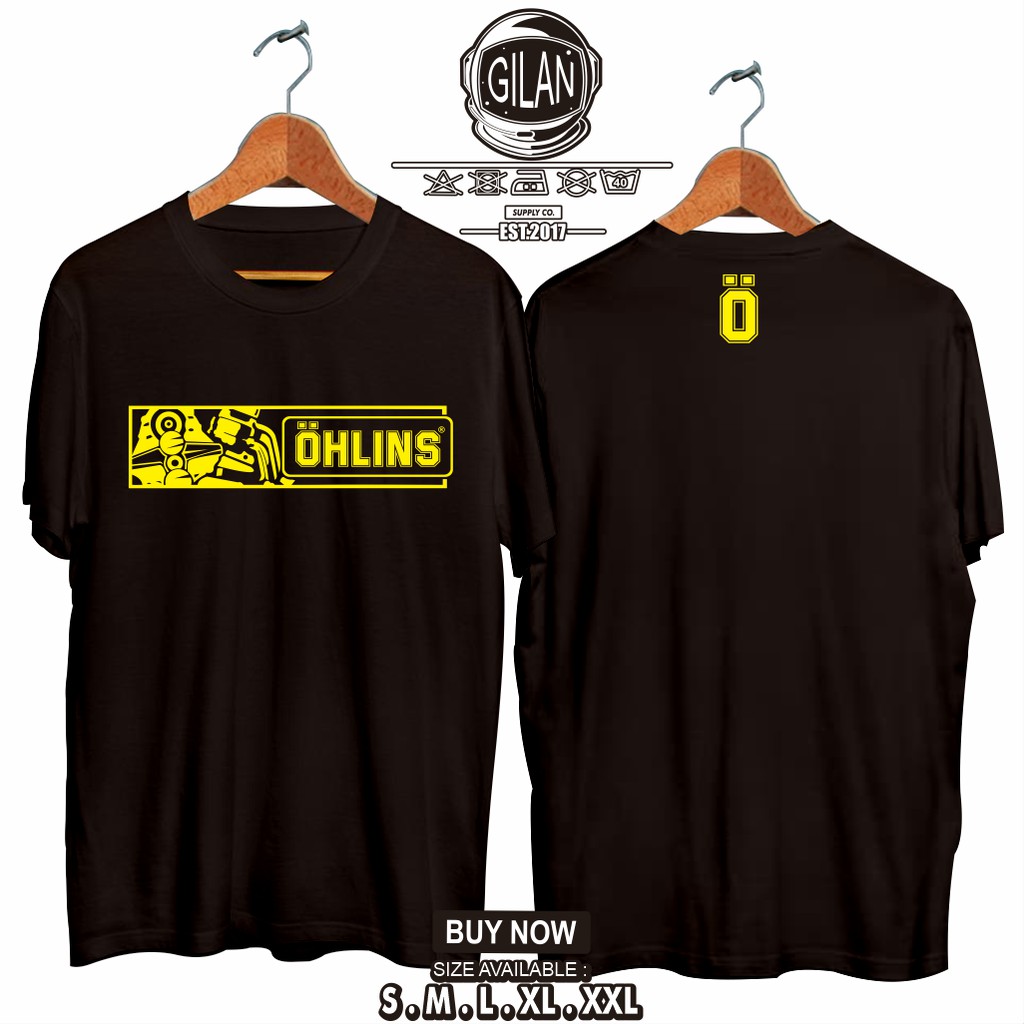 เสื้อยืดโลโก้ยานยนต์แข่งรถมอเตอร์ไซค์ Ohlins Shock