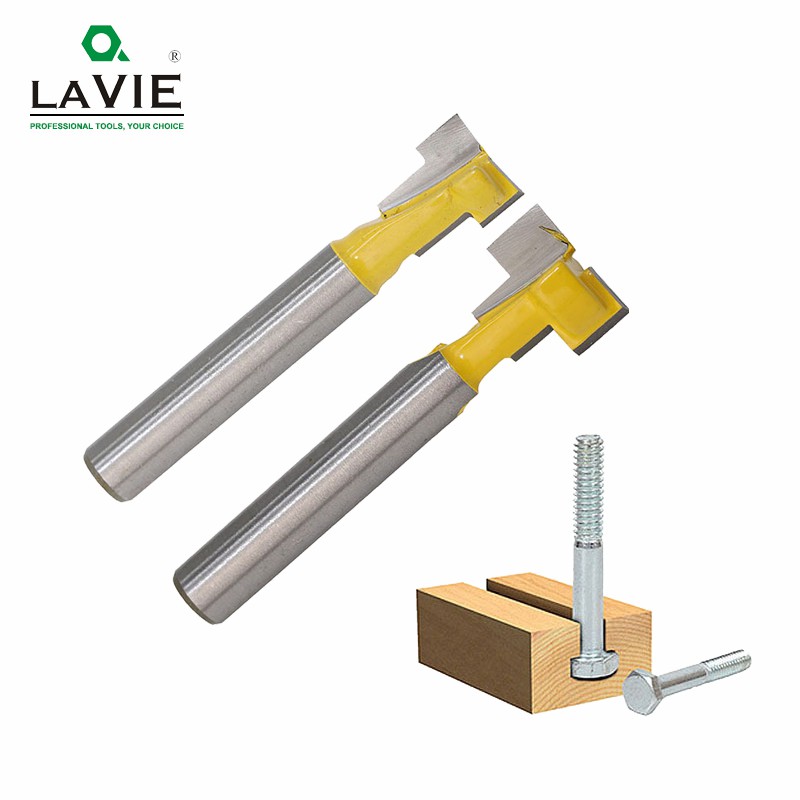 2pcs 1/4 "Shank T-Slot เครื่องตัด Router Bit Hex Bolt Key Hole Bits T Slotting Milling CUTTER สําหรั