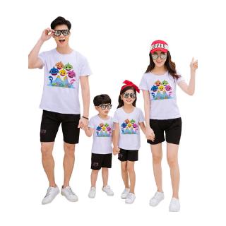 เสื้อยืดพิมพ์ลายฉลามน่ารักแฟชั่นสําหรับครอบครัว