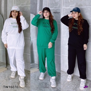 TwinsShopVip💗พร้อมส่ง TW16070 Set #Bigsize เสื้อคอกลมแขนยาว+กางเกงขายาว Long sleeve shirt + long pants