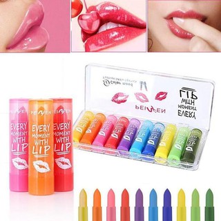 ( 1กล่องมี10ชิ้น) ลิปมันเปลี่ยนสีเป็นสีชมพูEVERY MOMENT WITH LIP