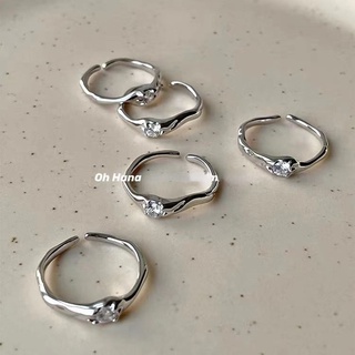 Irregular opening white zirconium ring female gentle adjustable ring