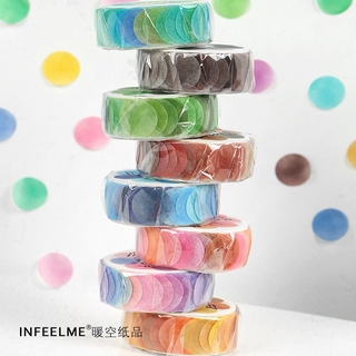 สติกเกอร์วงกลมกระดาษวาชิ Infeel.me (ม้วนเล็ก) แบบม้วน 100 ดวง/ม้วน (1 ม้วน)