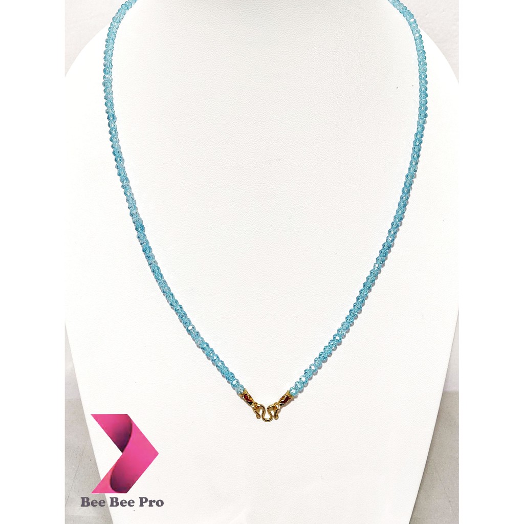 BBP269 - สร้อยคริสตัลสีฟ้า 23 นิ้ว 1 ห่วง สร้อยคอห้อยพระ สร้อยคอผู้หญิง