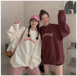 Women Korean English Letter Printed Long Sleeve Hoodie