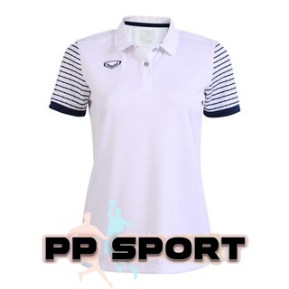 เสื้อโปโลผู้หญิงคอปกแขนสั้นสีขาว grand sport ผ้า โพลีเอสเตอร์ 012778 S-2XL(3L)