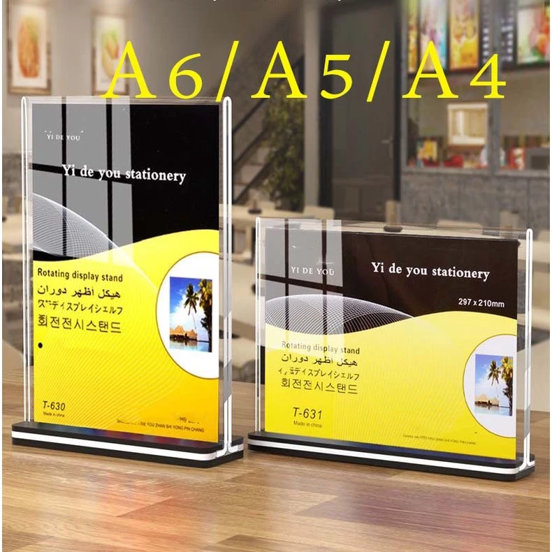 ป้ายอะคริลิค Acrylic sign T-stand A4, A5, A6 แนวตั้ง แนวนอน ป้ายอะคริลิคตั้งโต๊ะ A4 A5 A6 ราคาโรงงาน