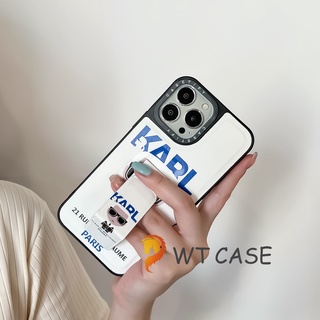 เคสโทรศัพท์มือถือCute Cartoon cool  karl lagerfeld Wrist Band Bracket Case for iPhone 14 Pro max 14Plus 13 Pro max 12 pro max iPhone 11 Silicone Shockproof shell Cover