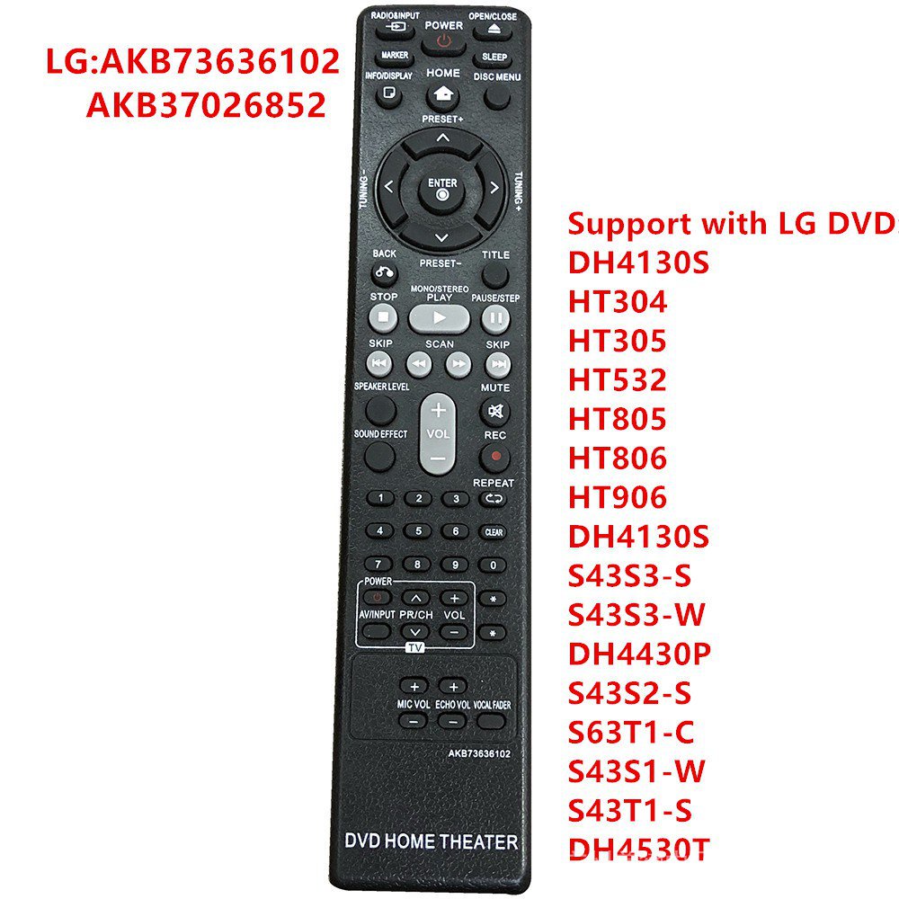รีโมทดีวีดี LG ใหม่ AKB73636102/AKB37026852 สําหรับ LG DVD HOME THEATER AKB37026852 DH4130S HT304 HT