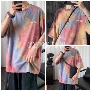 🌈พร้อมส่ง! เสื้อมัดย้อม oversize ผ้าไม่ยับ เสื้อลายมัดย้อม เสื้อฮิบฮอบ คอกลม ผ้าลื่น ใส่สบาย สไตล์เกาหลี สีพาสเทล น่ารัก