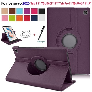 เคสโทรศัพท์มือถือ หมุนได้ 360 องศา พร้อมขาตั้ง สําหรับ Lenovo 11 นิ้ว Tab P11 TB-J606F 11.5 นิ้ว P11 Pro M10 HD Plus X606F X306F J706F M8 8.0 นิ้ว 8705