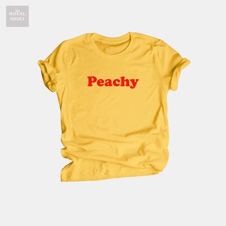เสื้อยืดลาย Peachy พีช ตัวอักษรสีแดง เสื้อยืดแนววัยรุ่น เสื้อยืดฮิต คอกลม แขนสั้น