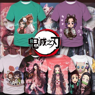 【CustomFashion】เสื้อยืดลําลอง แขนสั้น คอกลม พิมพ์ลายอนิเมะ Demon Slayer Kimetsu No Yaiba Kamado Tanjirou Agatsuma Zenitsu Tomioka Giyuu Kamado Nezuko Kochou Shinobu แฟชั่นสําหรับผู้ชาย ผู้หญิง ทุกเพศ