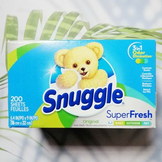 แผ่นอบผ้า กลิ่นออริจินอล Fabric Softener Dryer Sheets Super Fresh Original 200 Sheets (Snuggle®) แผ่นหอม แผ่นหอมอบผ้า