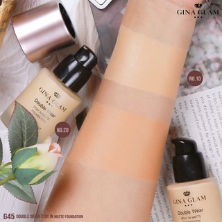 Gina Glam Double Wear Stay in matte foundation 30g SPF15 G45 รองพื้น จีน่า เกลม ครีมรองพื้น เนื้อแมท บางเบา ปกปิด