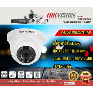 ต่อรองราคาได้ HIKVISION รุ่น DS-2CE56D0T-IRF*รองรับกับเครื่องบันทึกได้ถึง4 ระบบTVI/CVI/AHD/ANALOG Smart IR/ ระยะ IR 20M.