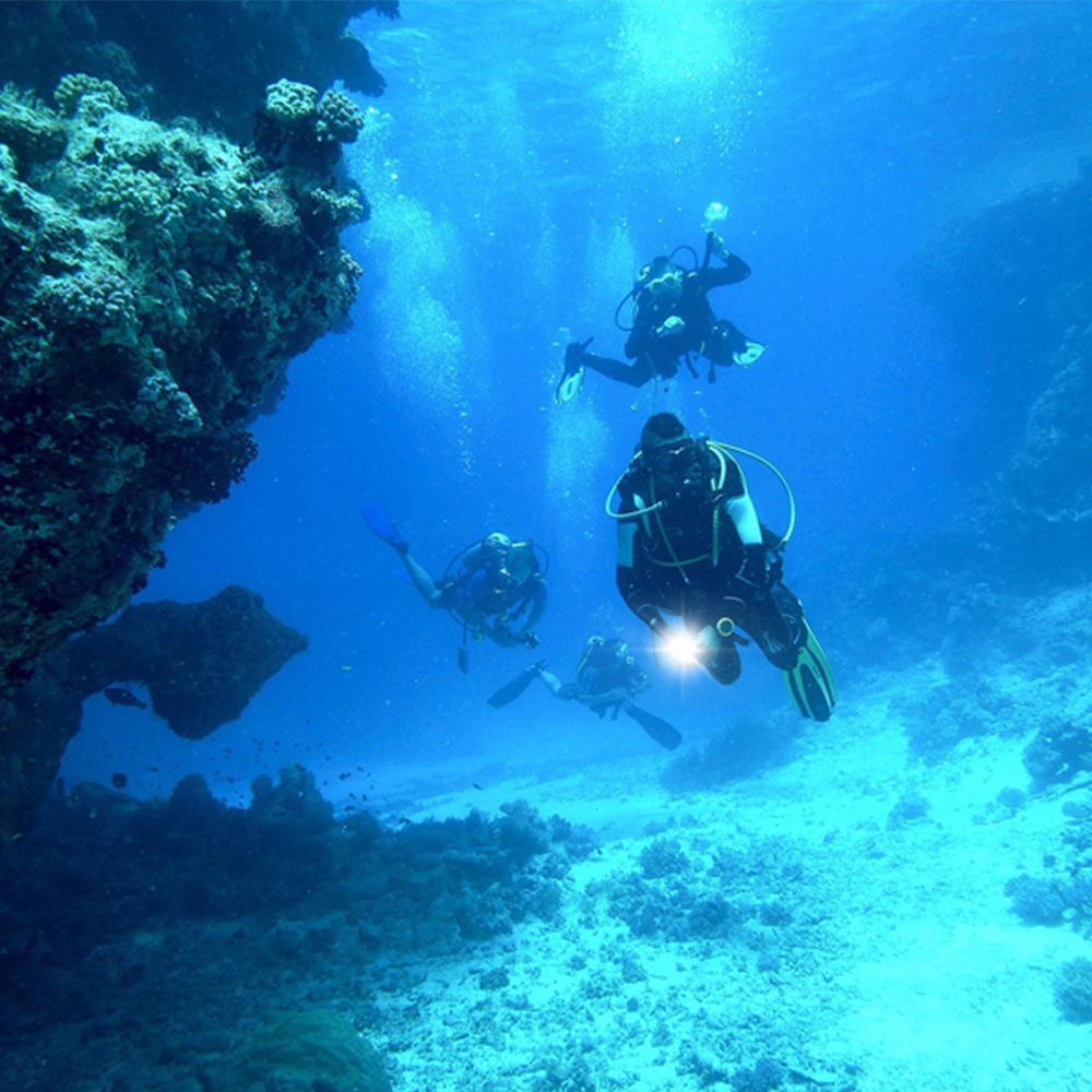 ไฟฉายดำน้ำระดับมืออาชีพ HaixnFire DV28 IPX8 ไฟฉาย LED กันน้ำที่สว่างมาก ไฟฉายกันน้ำแบบอะลูมิเนียมอัลลอยด์ ไฟฉายส่องสว่างสูง - รูปที่ 7