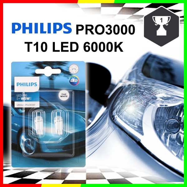 PHILIPS T10 หลอดไฟ LED Ultinon Pro3000 ตําแหน่งที่จอดรถใบอนุญาตโคมไฟห้องอ่านหนังสือ Light Pro 3000