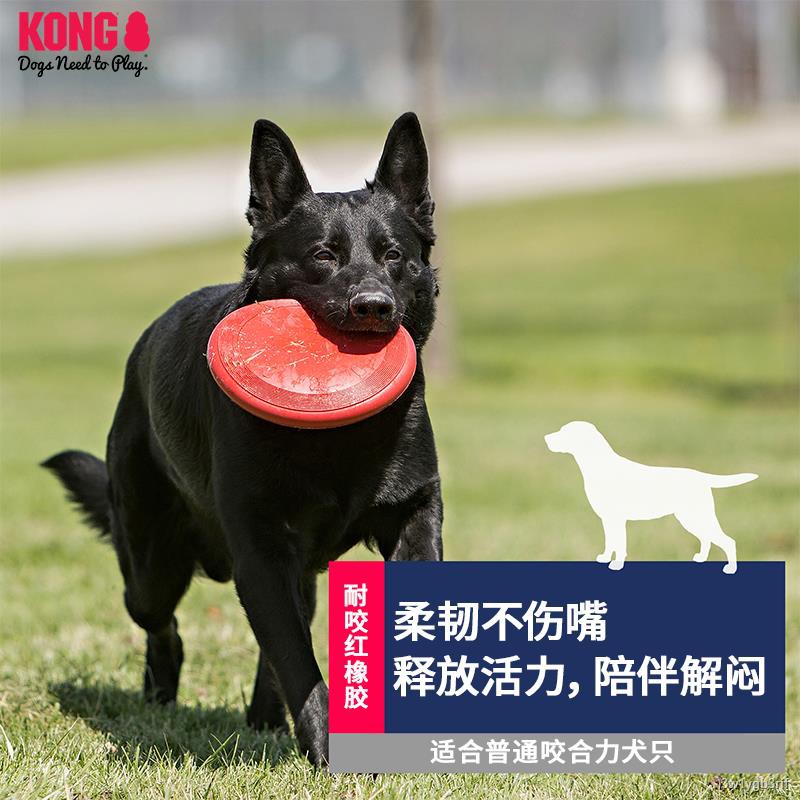 ♟ KONG dog Frisbee US นำเข้ายางนิ่มไม่เจ็บเหงือก Pet Frisbee Golden