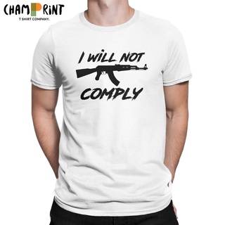 เสื้อยืดลําลอง ผ้าฝ้าย แขนสั้น คอกลม ทรงหลวม พิมพ์ลาย I Will Not Comply 2Nd Amendment สําหรับผู้ชาย