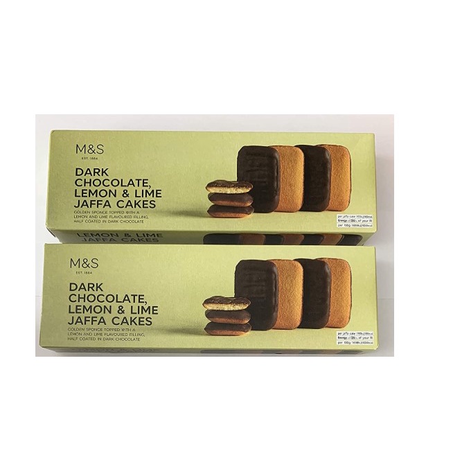 M&S Dark Chocolate Lemon&Lime Jaffa Cakes เค้กกลิ่นเลมอนและมะนาวเคลือบดาร์คช็อกโกแลต หน้านิ่ม อร่อย 